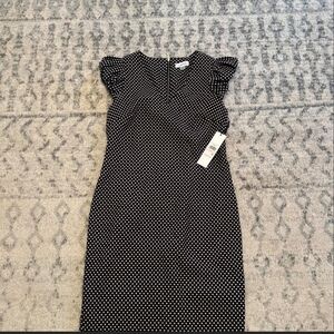 Calvin Klein Black and White Dotted Midi Dress